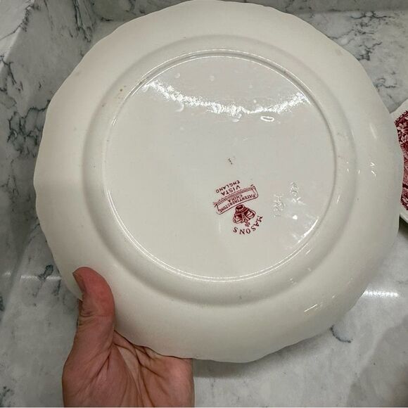 Vintage antique Mason ware red vista pink  transferware rare collectible set 1 - Picture 3 of 12